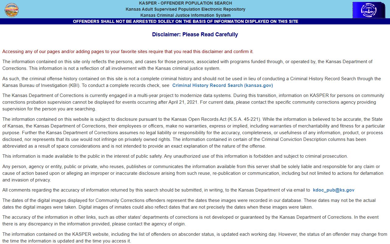 Linn County arrest records KASPER offender search charge status