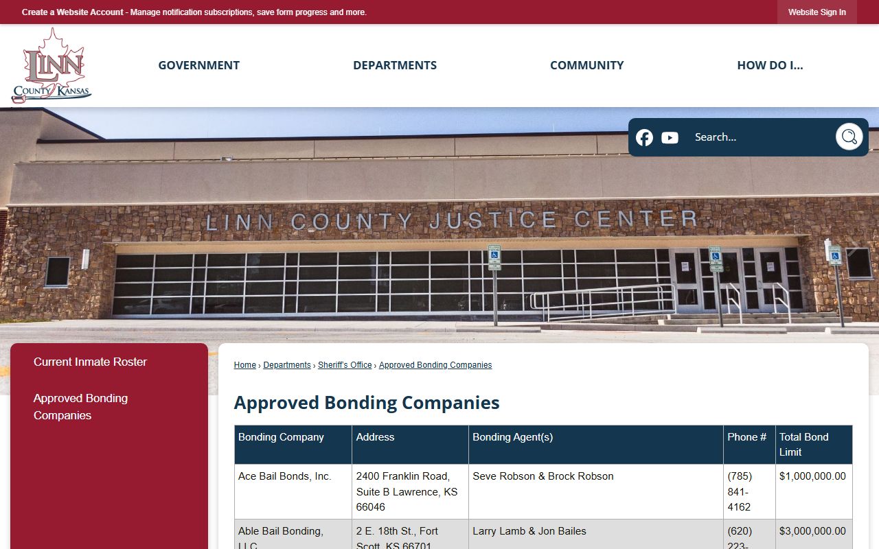 Linn County arrest records approved bonding companies charge bond