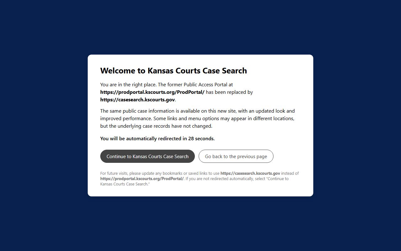 Linn County court records Kansas CaseSearch portal redirect