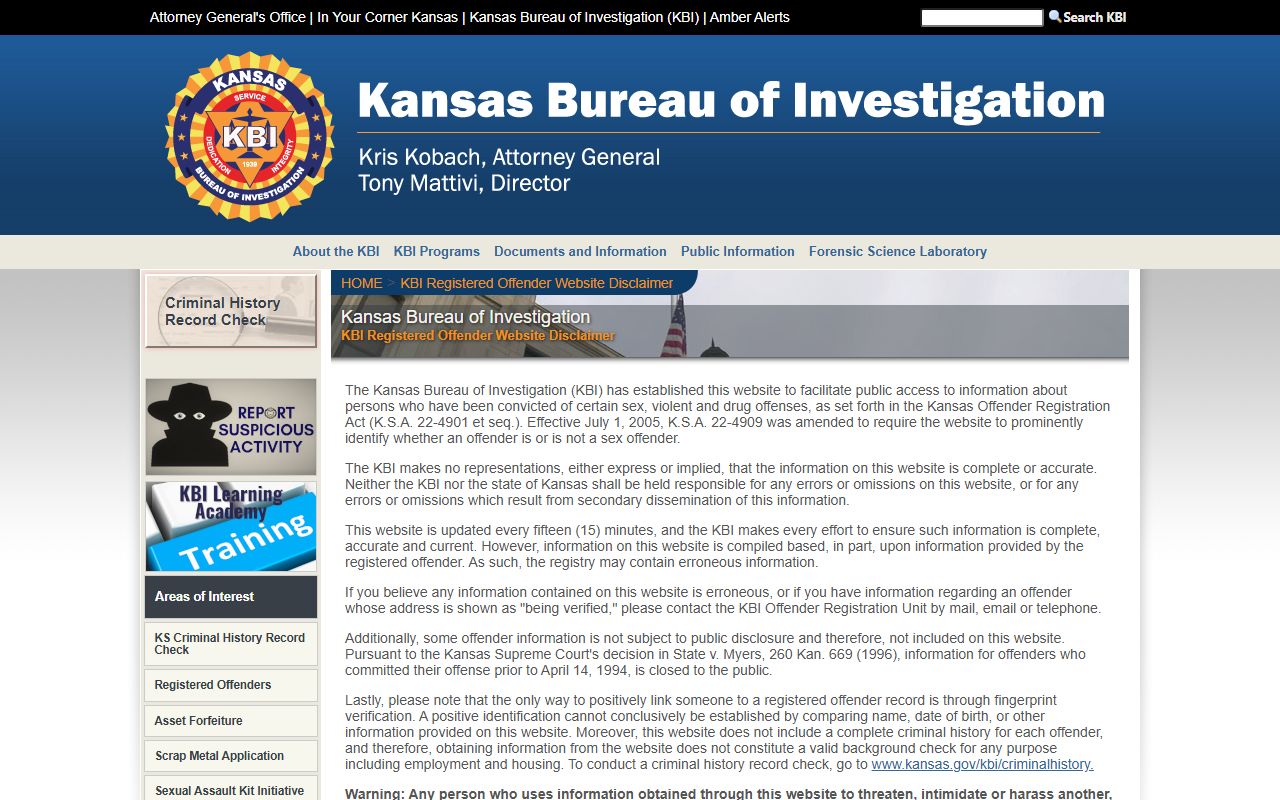 Linn County criminal court records KBI registered offender search