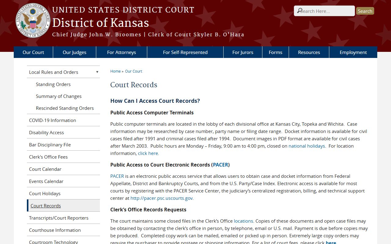 Linn County court records District of Kansas federal court records