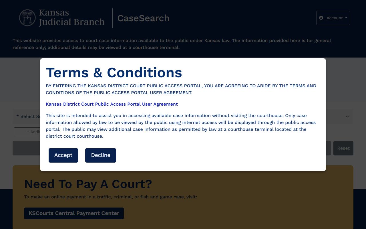 Linn County court records Kansas CaseSearch portal
