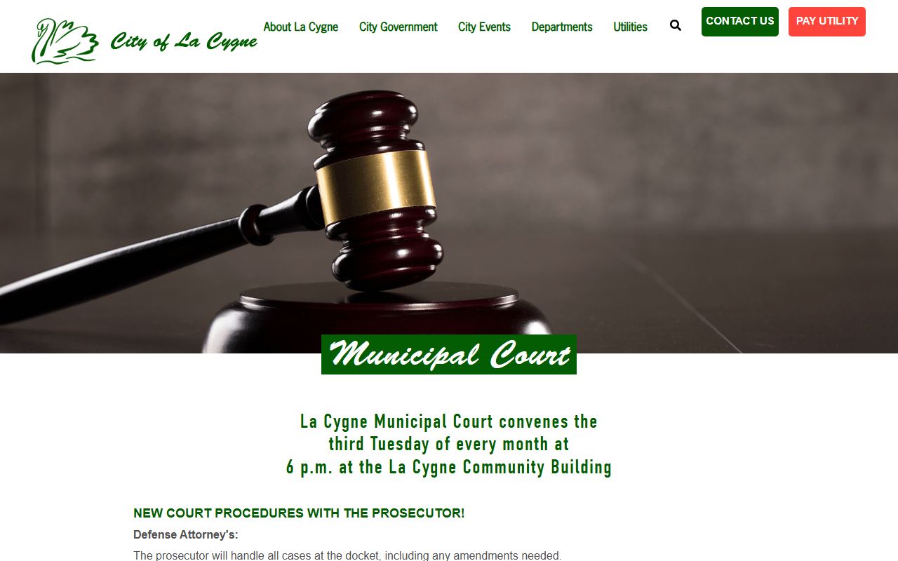 Linn County court records La Cygne Municipal Court traffic procedures