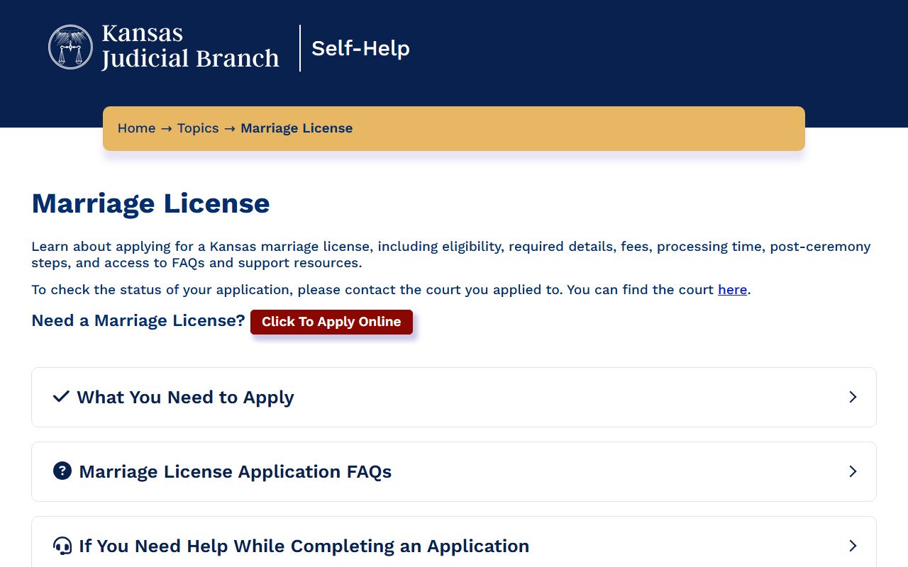 Linn County marriage records Kansas marriage license self-help page